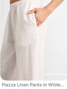 Piazza Linen Pants in White – Lightweight Wide-Leg Trousers